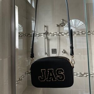 Stoney Clover Lane-small crossbody bag-black-glitter varsity letters